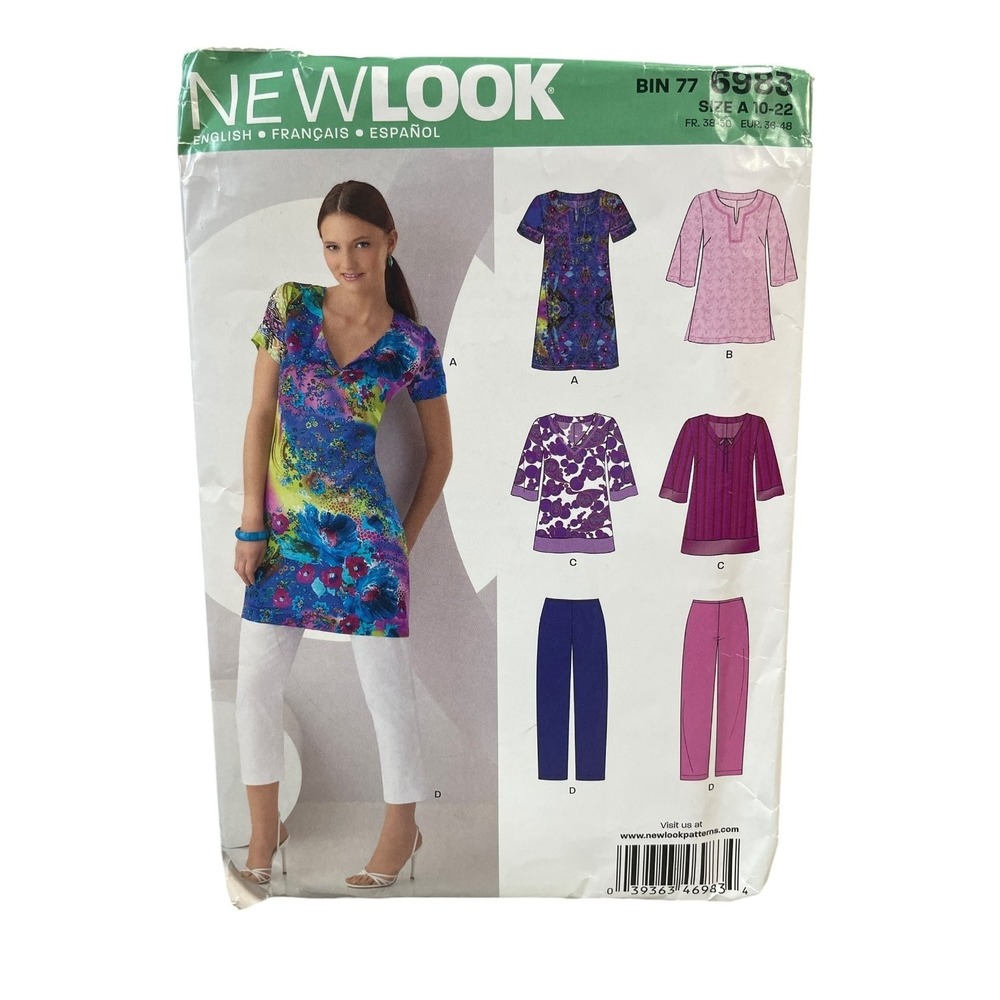 NEWLOOK‎ 6983 Tunics Pants Sewing Pattern Women's Misses US 10-22 Modern